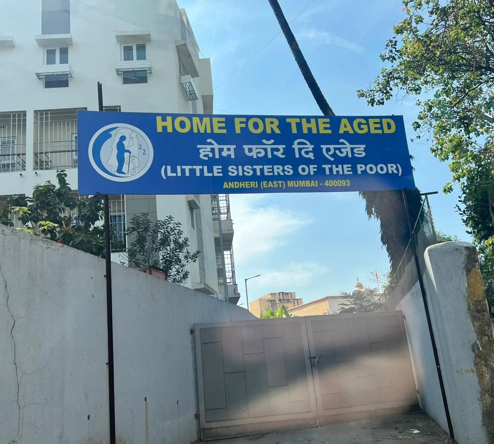 Signboard for Little Sisters of the Poor Home for the Aged, Andheri East, Mumbai — a Food Connect partner